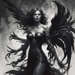 Ethereal Black Angel Art Print 8x10
